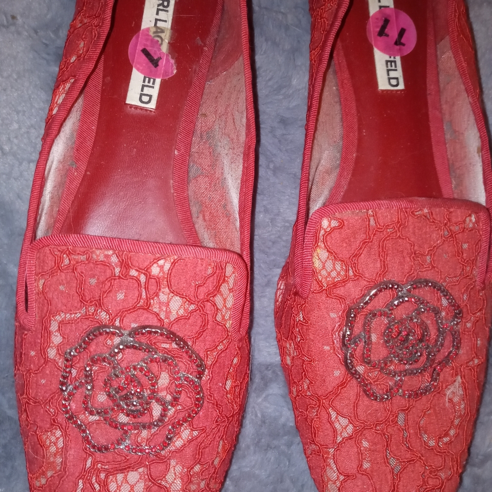 Karl Lagerfeld Red Flats